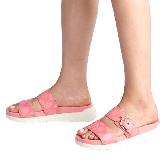 COACH SLIDE ON SANDALS PINK LEMONADE "GWEN" SIZES 10 & 11 AVAILABLE NEW! - Picture 1 of 7